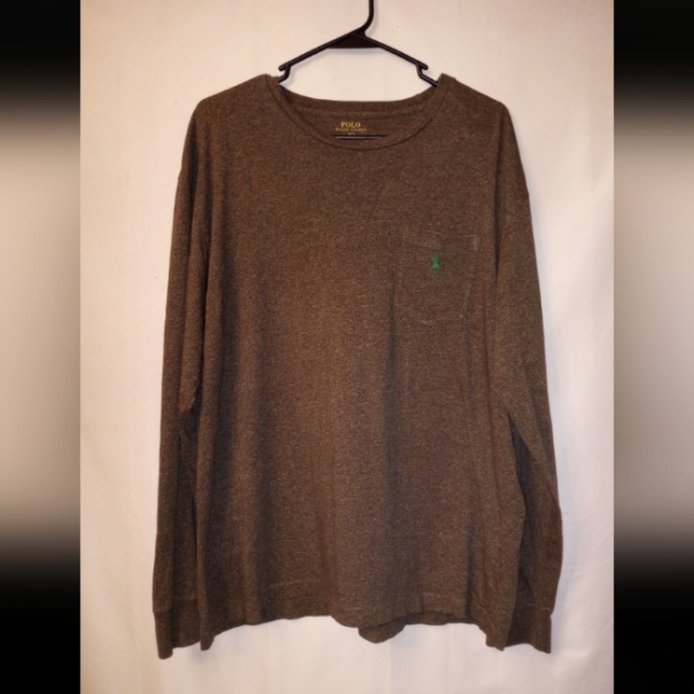 Ralph Lauren Large Men's Long Sleeve Crew Neck Tee Milk Chocolate Brown